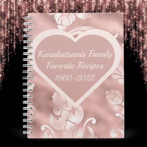 Personalized Lush Blush Pink Keepsake Recipe Book