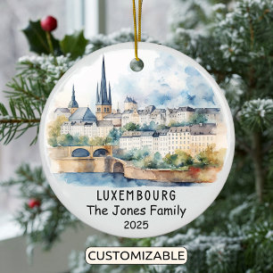Personalized Luxembourg Ornament, Europe Ceramic Ornament