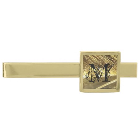 Personalized Luxery Monogram Gold Plated Tie Clip