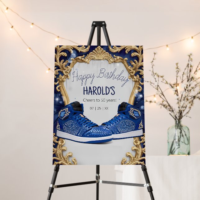 Personalized Luxurious Birthday Sneaker Ball Party Foam Board (In Situ (Stand))