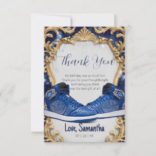 Personalized Luxurious Birthday Sneaker Ball Party Thank You Card