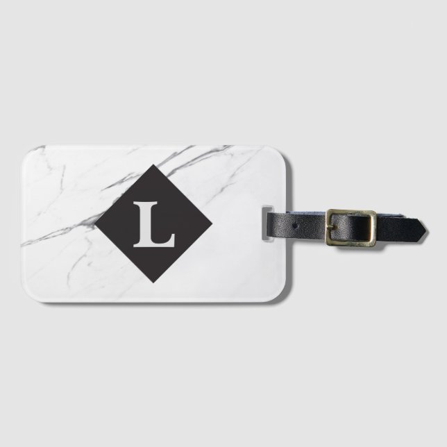 Personalized Luxurious White Marble luggage tag (Front Horizontal)