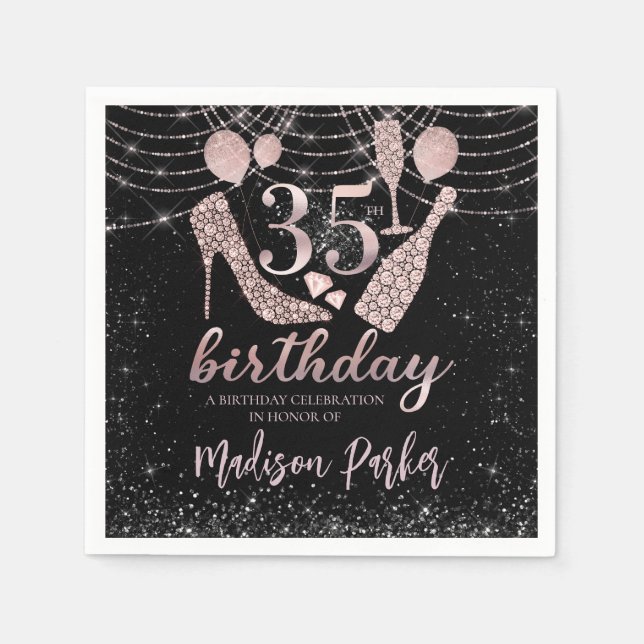 Personalized Luxury 35th Birthday Napkins (Front)