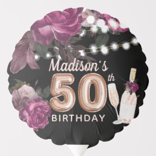 Personalized Luxury 50th Birthday Black Wine Balloon