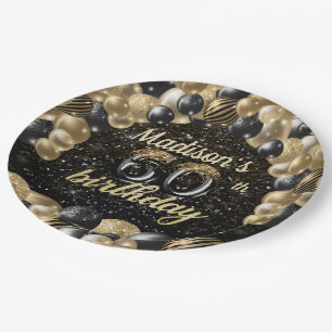 Personalized Luxury 60th Birthday Balloon Paper Pl Plates