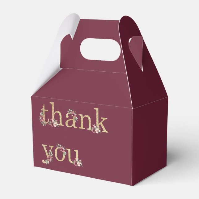 Personalized Luxury 60th Birthday Burgundy Gold Favor Boxes (Front Side)