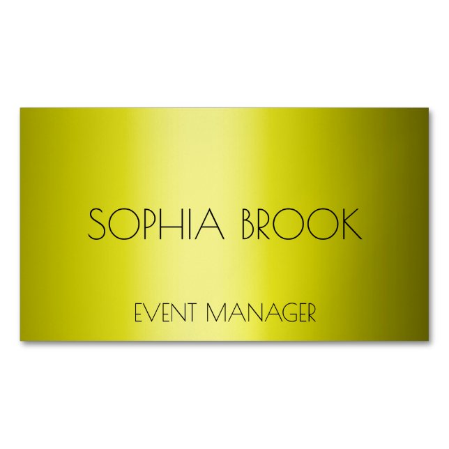 Personalized luxury bronze gold metallic foil business card magnet (Front)