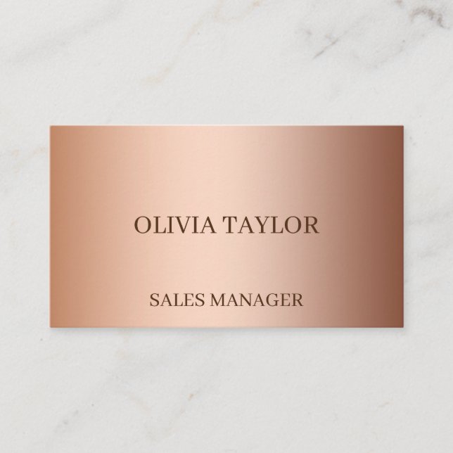 Personalized luxury bronze metallic foil business card (Front)