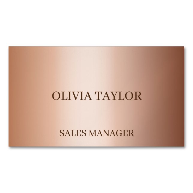 Personalized luxury bronze metallic foil business card magnet (Front)