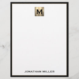 Personalized Luxury Brushed Metal Monogram Initial Letterhead
