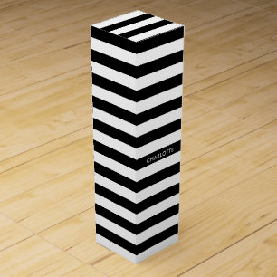Personalized Luxury Cute Black and white stripes Wine Gift Box