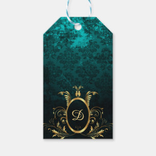 Personalized Luxury Damask gold Frame Gift Tags