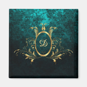 Personalized Luxury Damask gold Frame Magnet