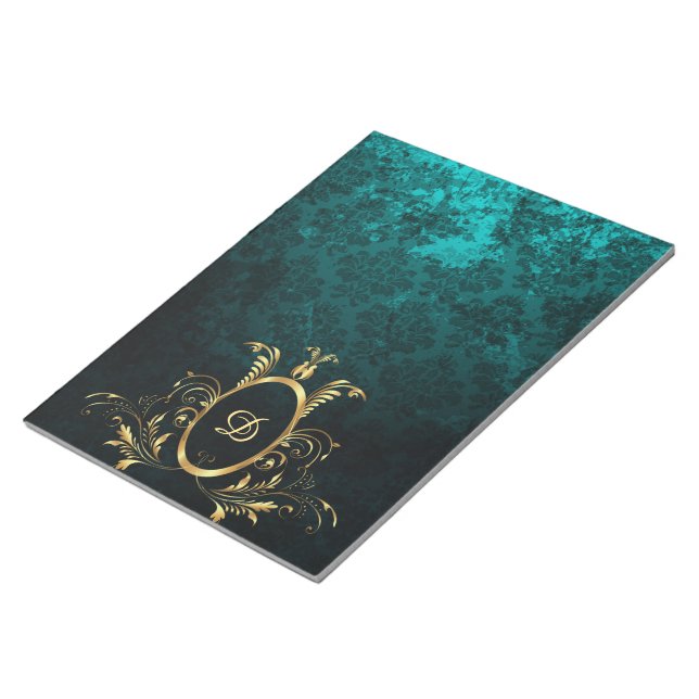 Personalized Luxury Damask gold Frame Notepad (Angled)