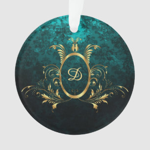 Personalized Luxury Damask gold Frame Ornament