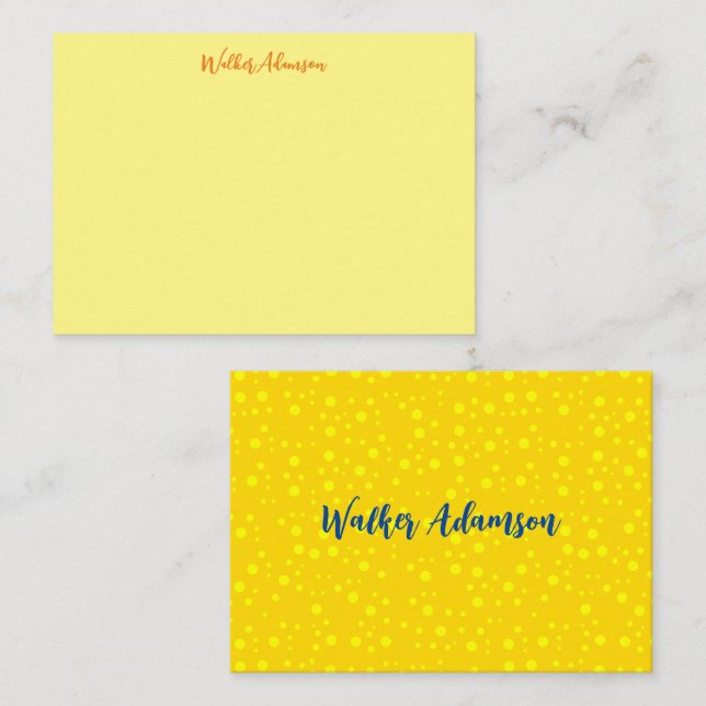 Personalized Luxury, Elegant Golden Yellow Name Note Card (Front/Back)