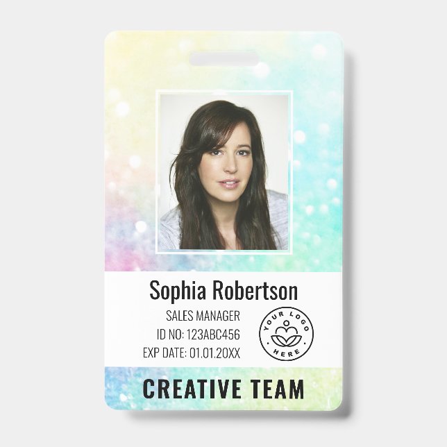 Personalized Luxury Glitter Employee Photo Badge (Front)