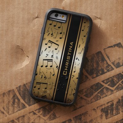 Personalized Luxury Gold and Black Music Notes Tough Xtreme iPhone 6 Case