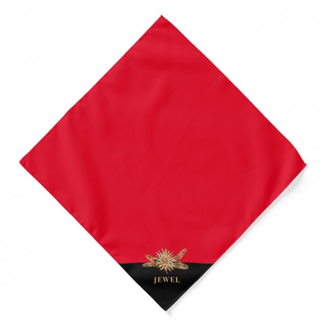 Personalized Luxury Golden Flowers Elegant Classy Bandana (Front)