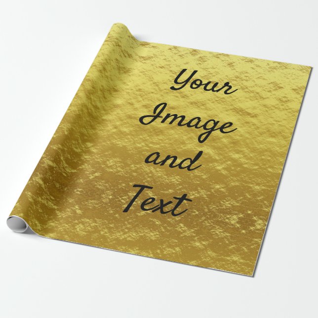Personalized luxury golden foil wrapping paper (Unrolled)