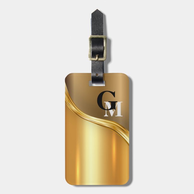 Personalized Luxury Look Modern Golden Luggage Tag (Front Vertical)