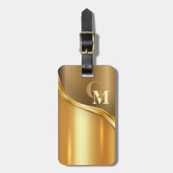 Personalized Luxury Look Modern Golden Luggage Tag by electrosky at Zazzle