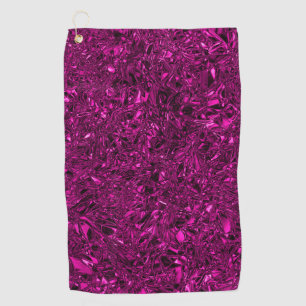 Personalized luxury magenta crushed foil golf towel