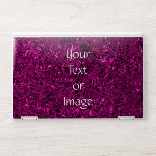 Personalized luxury magenta crushed foil HP laptop skin