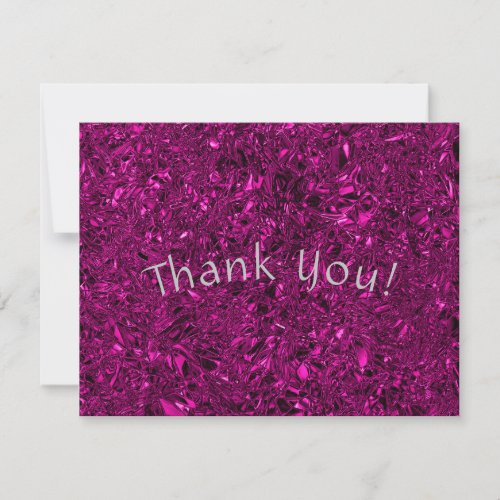Personalized luxury magenta crushed foil thank you card