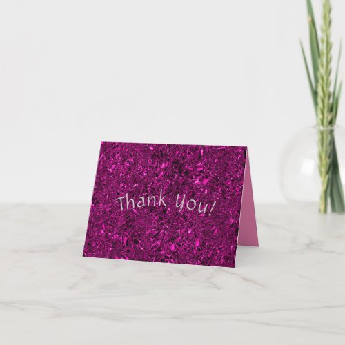 Personalized luxury magenta crushed foil thank you card