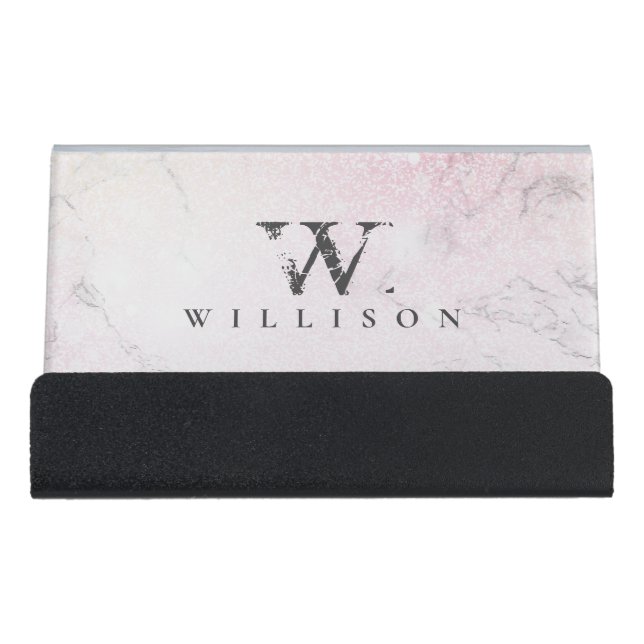 Personalized Luxury Marble Desk Business Card Holder (Front)