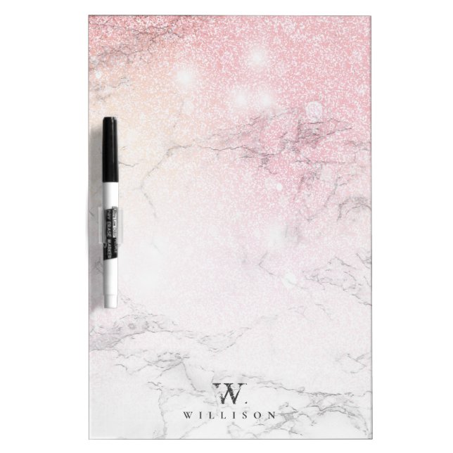Personalized Luxury Marble Glitter Dry Erase Board (Front)