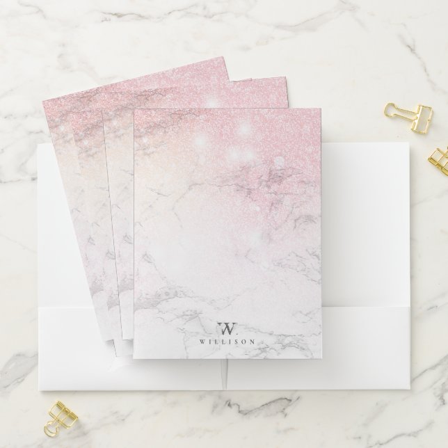 Personalized Luxury Marble Glitter Pocket Folder (In Situ)
