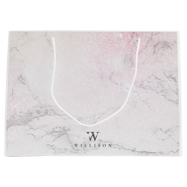 Personalized Luxury Marble Large Gift Bag (Front)