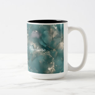 Personalized Luxury Marble Pattern Custom Name Two-Tone Coffee Mug