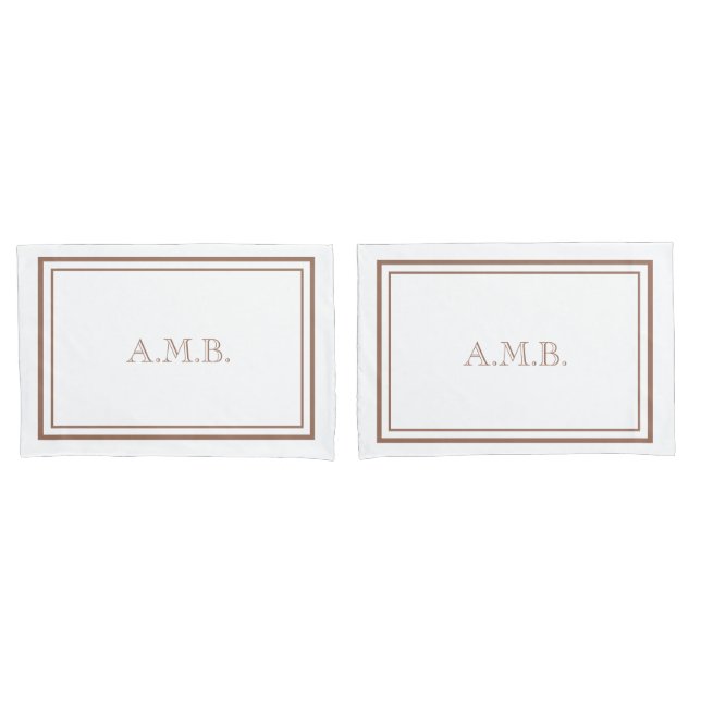 Personalized Luxury Mocha Monogram Standard Pillow Case (Front-Set)