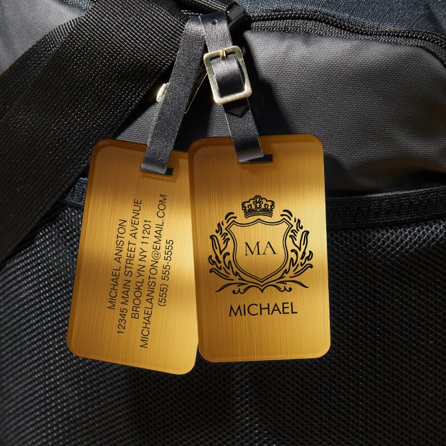 Personalized Luxury Monogram Gold Travel           Luggage Tag (Creator Uploaded)