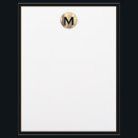 Personalized Luxury Monogram Initial Letterhead<br><div class="desc">Add a touch of elegance to your professional correspondence with this personalized luxury monogram initial letterhead. The brushed gold initial emblem at the top with the black frame creates a sleek and sophisticated look. Perfect for businesses,  entrepreneurs,  and professionals who want to make a lasting impression.</div>
