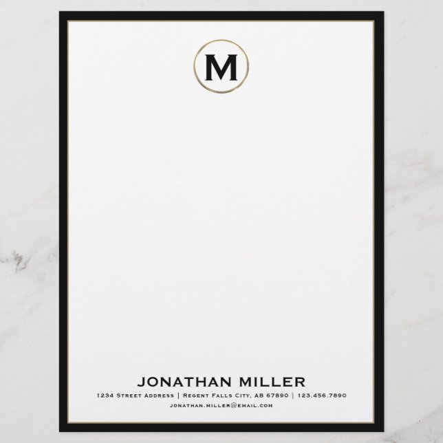 Personalized Luxury Monogram Letterhead (Front)