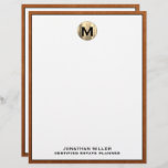 Personalized Luxury Monogram Letterhead Name Title<br><div class="desc">Elevate your professional correspondence with our personalized luxury monogram letterhead featuring a stylish design with your name at the bottom. The brushed gold monogram adds a touch of elegance, making a lasting impression on clients and colleagues alike. Our high-quality paper stock and printing process ensures a professional look and feel...</div>