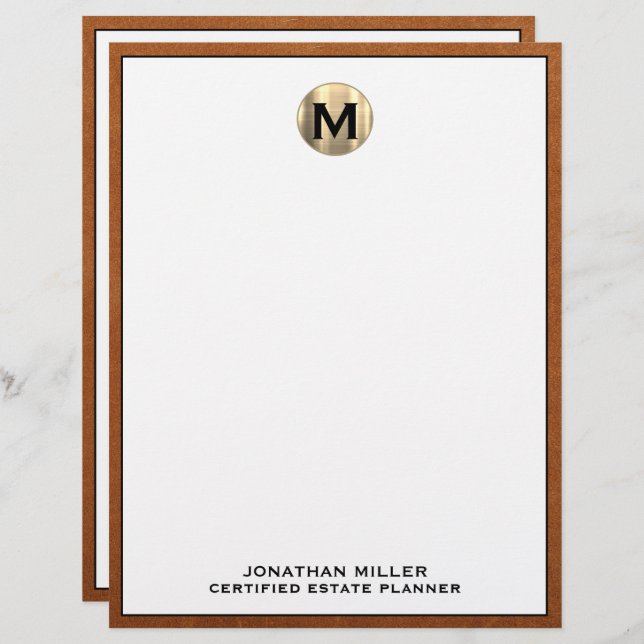 Personalized Luxury Monogram Letterhead Name Title (Front/Back)