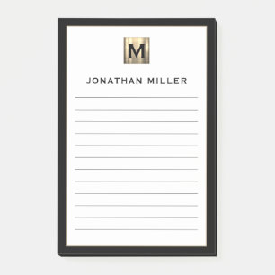 Personalized Luxury Monogram Lined Post-it Notes
