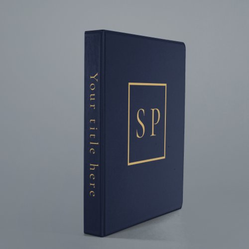 Personalized Luxury Navy & Gold Monogram Portfolio 3 Ring Binder