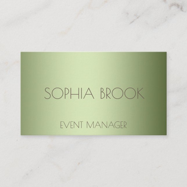 Personalized luxury olive green metallic foil business card (Front)