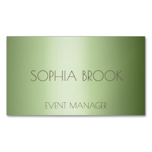 Personalized luxury olive green metallic foil business card magnet