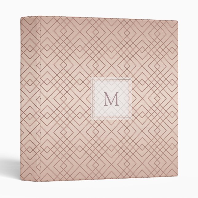 Personalized Luxury pattern Rose Gold 3 Ring Binder (Front/Spine)
