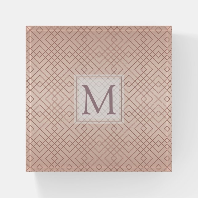 Personalized Luxury pattern Rose Gold Paperweight (Front)