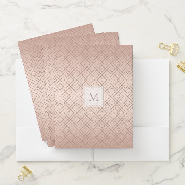 Personalized Luxury pattern Rose Gold Pocket Folder (In Situ)
