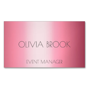 Personalized luxury powder pink metallic foil business card magnet