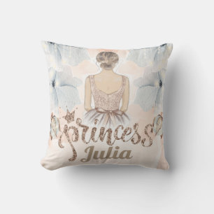 Personalized Luxury Princess Beige glitter Throw Pillow